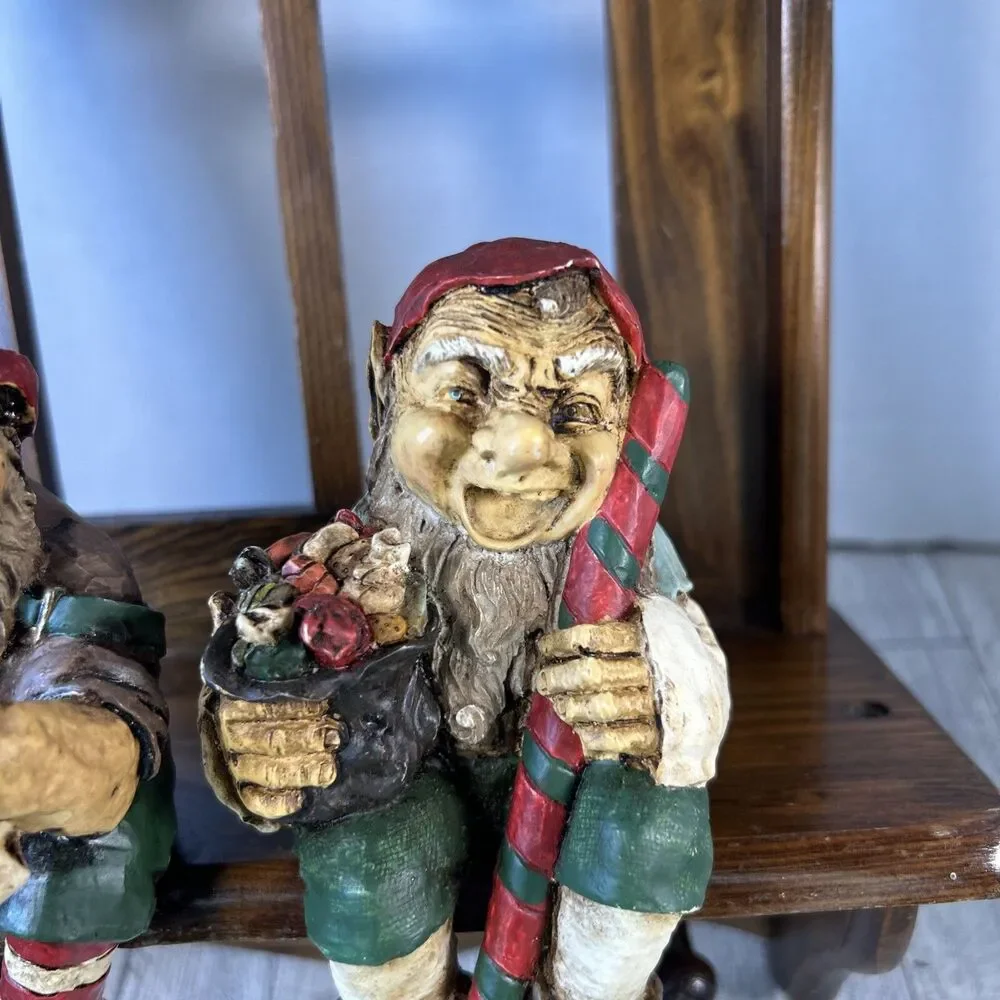 Whimsical Stocking Holders Christmas Holiday Elf Elves Set Of 2 Resin Strange